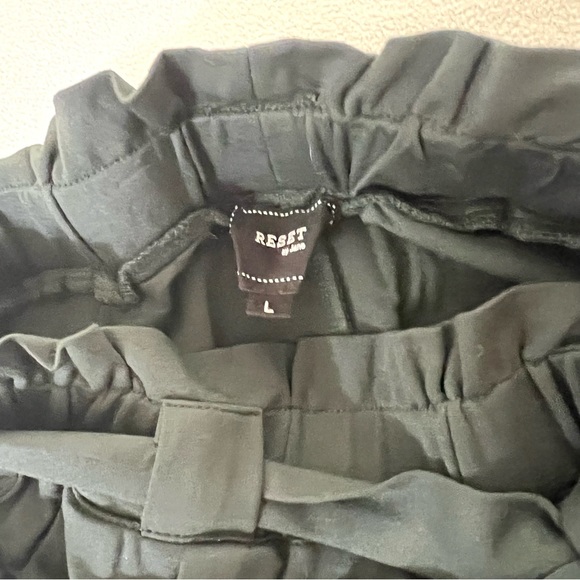 RESET BY Janet Forest Green paper-bag High waist Slim Tie Pants - Picture 5 of 9